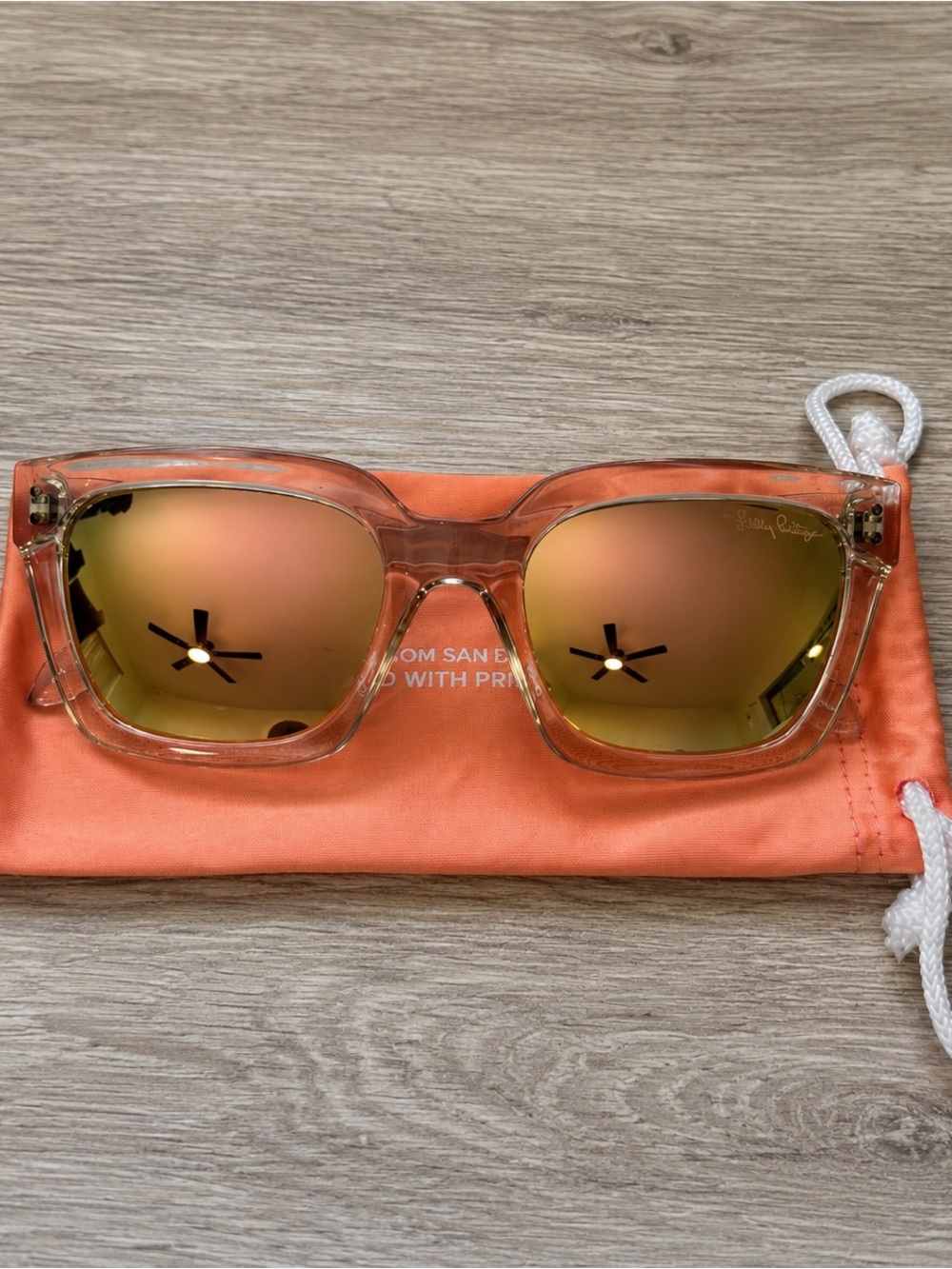 Lilly Pulitzer Mirrored Sunglasses Clear Light Brown Tinted Frame